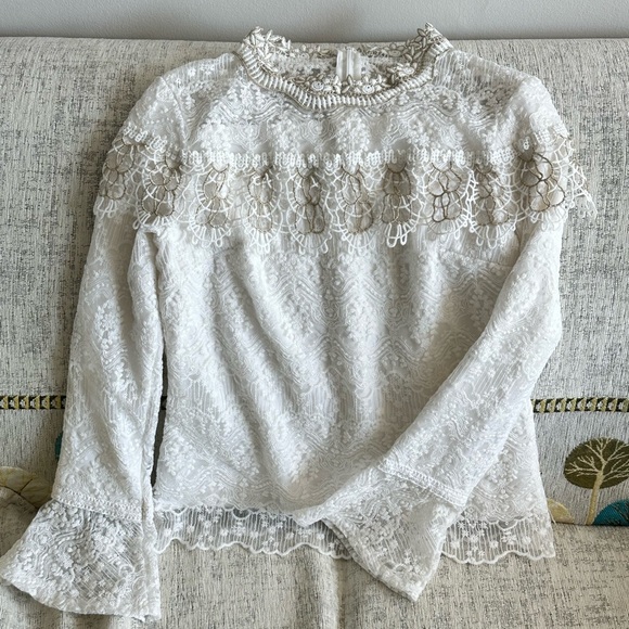 Elegant White Lace Women's Top - Picture 1 of 6